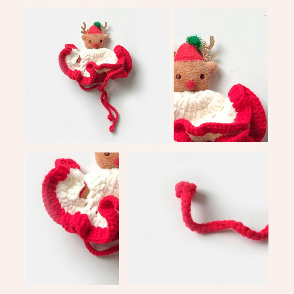 Knit Cat Christmas Santa Hat for Festival Dogs Party Costume Cosplay Dress Up Festive Reindeer Hat Photo Props for Puppy