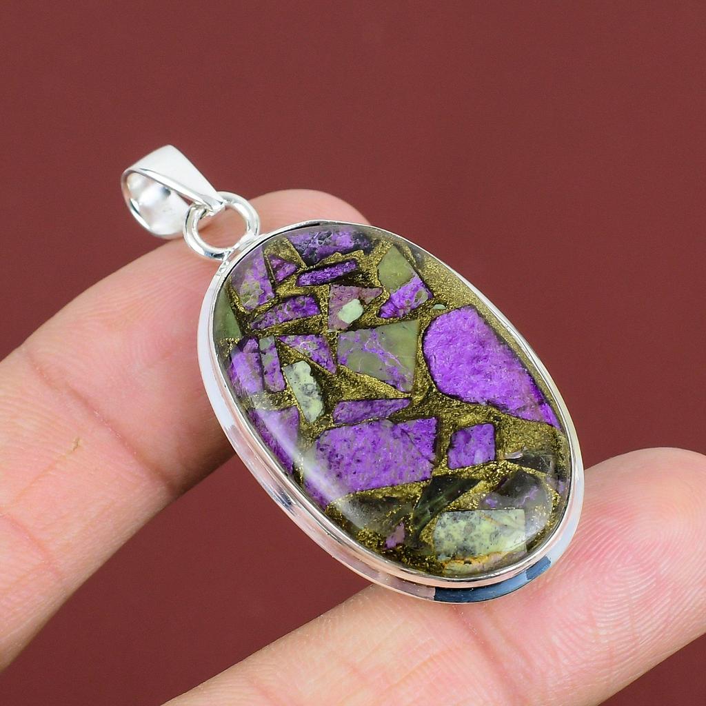 Copper Purpurite Pendant 925 Sterling Silver Pendant Handmade Jewelry Genuine Gemstone Pendant Antique Pendant Gifts For Him Silver Jewelry