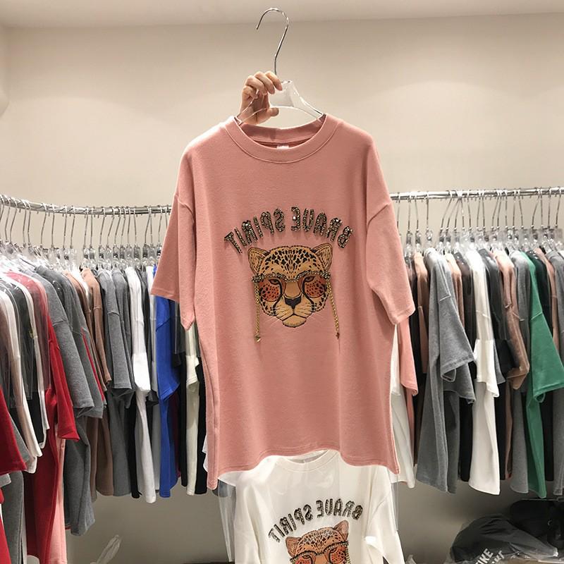 Women's Loose Fit Tiger Head Print Cotton T-Shirt, Spring/Summer 2022 Trend
