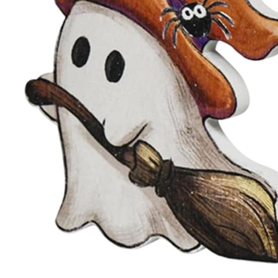 Halloween Ghost Wooden Table Decor Cute Sign, Pumpkin Tombstone Plaque Lightweight Party Supplies for Tiered Tray Decor, Spooky Festive Home Ornament