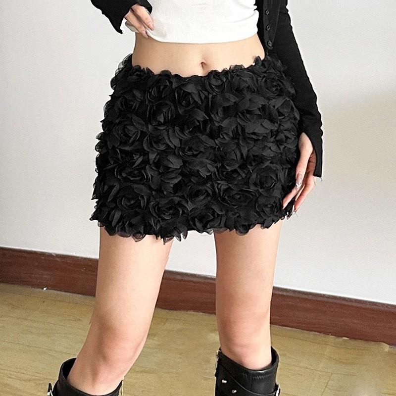 Moda de Discoteca para Mujer Minifalda con Estampado Floral 3D y Tejido Elástico para Uso Casual