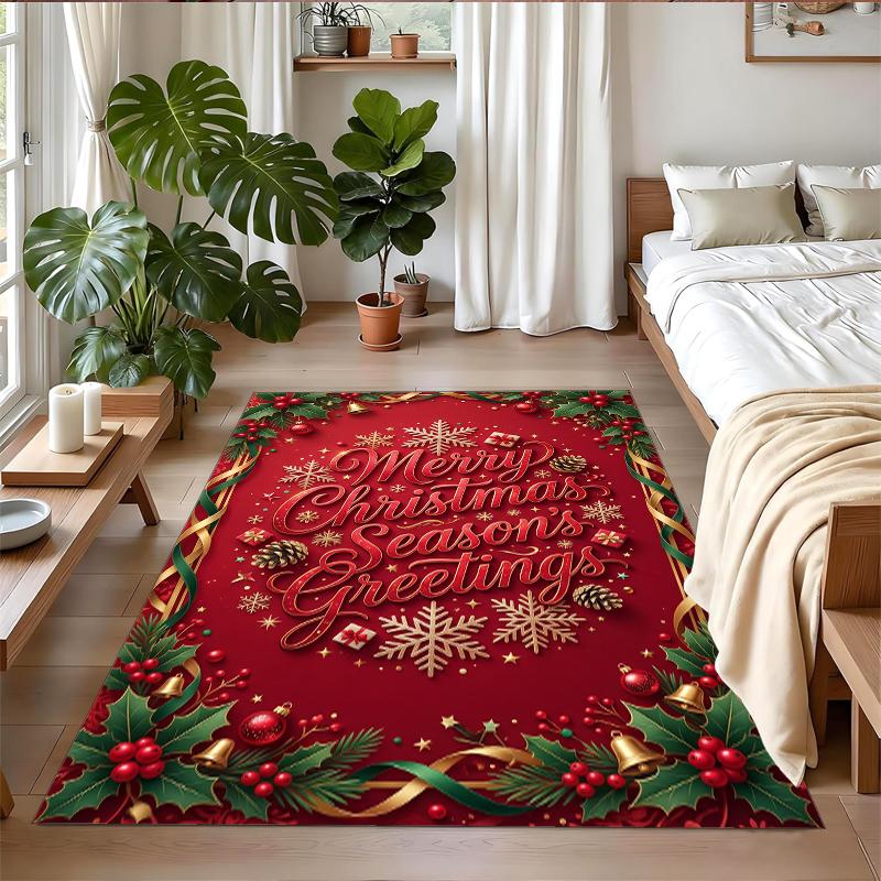 Tappeto Quadrato Stampato Natalizio Morbido Antiscivolo per Camera da Letto Regalo di Festa