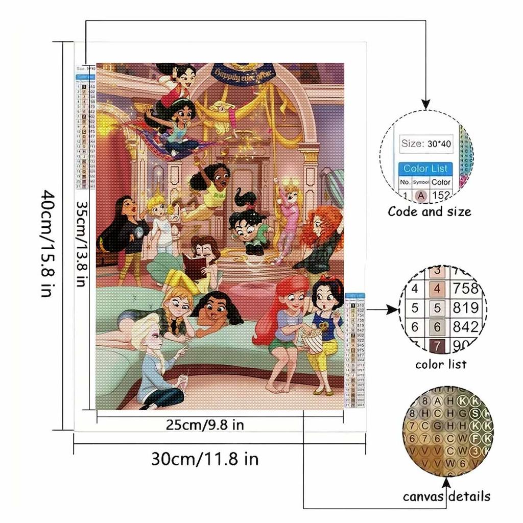 5D Diy Diamond Painting The Princesses of Childhood Full Drill Rhinestones Mosaic Embroidery Handmade Products Home Decor Gift