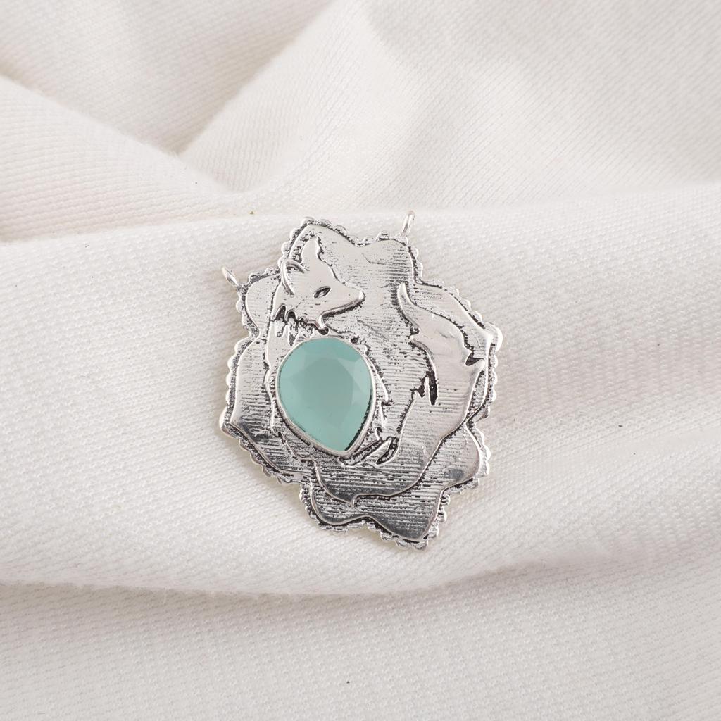 Aqua Chalcedony Silver Gemstone Jewelry, 925 Sterling Silver Pendant, Handmade Everyday Jewelry For Women