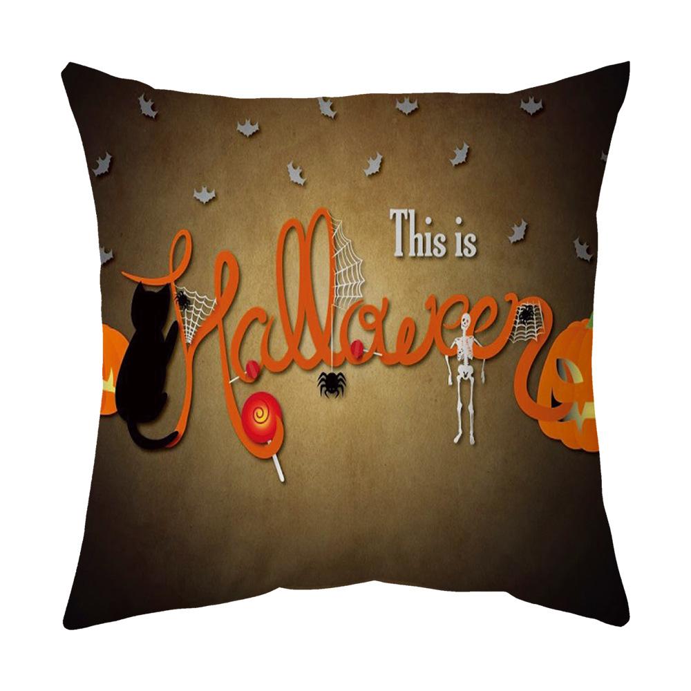 Halloween Cartoon Backrest Sofa Pillow Case Pillow Case Decoration Peach Skin Pillow Cushion Nordic Living Room