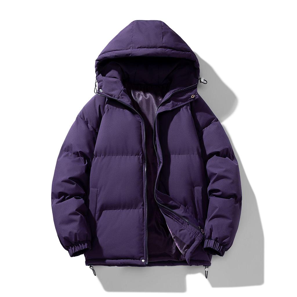 Giacca con Cappuccio in Cotone Unisex: Colore Unico, Ispessito, Caldo, Resistente al Freddo