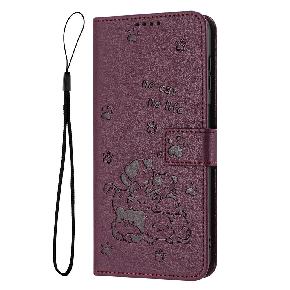 Curte Cat Leather Wallet Cover Case For iPhone 16 15 14 13 12 11 Pro Max Mini XR XS 10 X 6 8 7 Plus Flip Stand Card Holder Strap