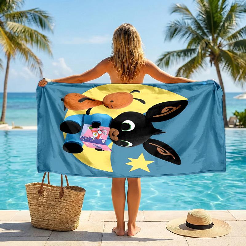 Bunny Fashion Beach Towel: Ideal for Summer Adventures Soft, absorbent and quick drying suitable for swimming and bathing
