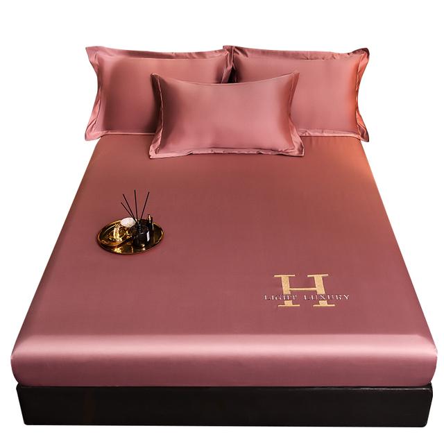 

Атласне шовкове простирадло з однотонним кольором, еластичне покривало, яке можна прати. Крижане літо. Чохол для матраца. Домашній декор для спальні. 120x200cm рожевий