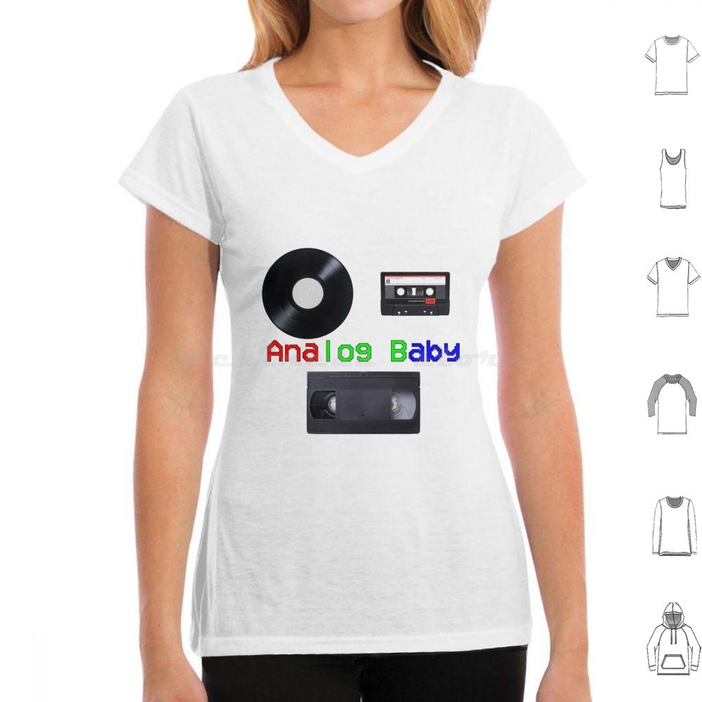 

Analog Baby T Shirt Cotton Men Women DIY Print Vhs Cassette Vinyl Records Cassette Tape Analog Vhs Tapes Vinyl Record Retro 80s 4XL
