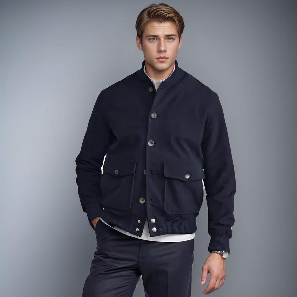 Spring and Autumn New Independent Station Solid Color Single-breasted Woolen Jacket Men's Woolen Jacket