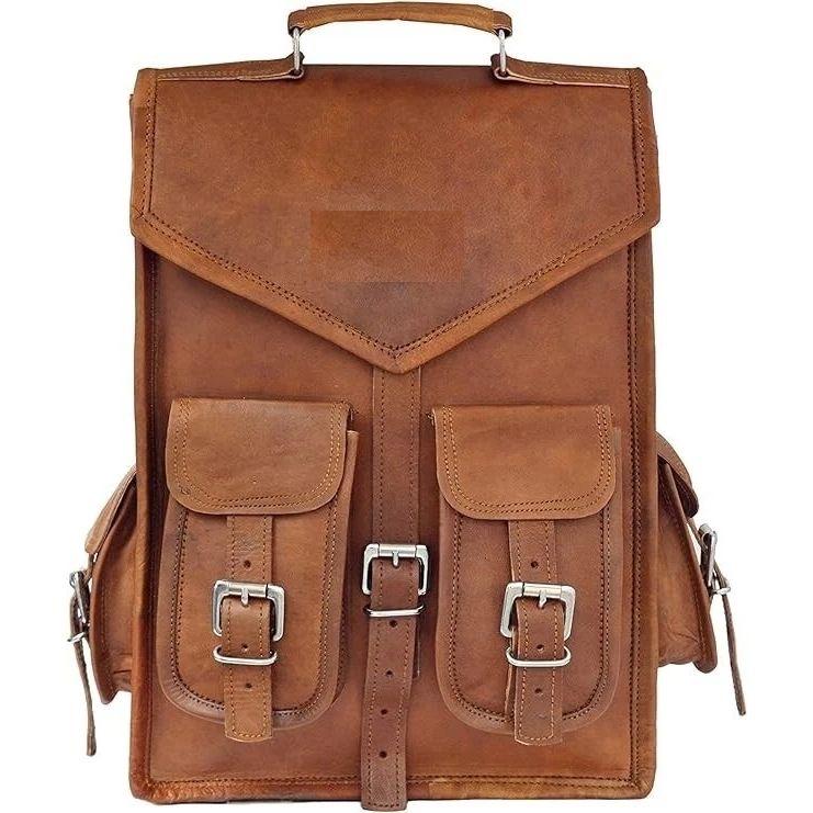 

Винтажный рюкзак из натуральной кожи, мужской, для ноутбука, коричневый, дорожный, новый, настоящий 16 x 12 x 5 in