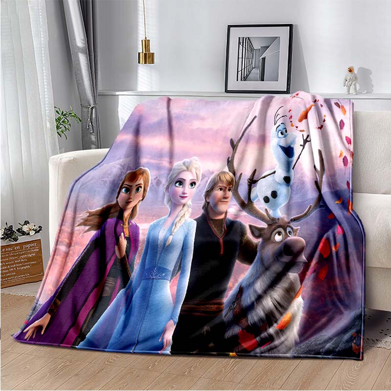 Çizgi Film Frozen Baskılı Anime Polar Peluş Battaniye Yetişkinler ve Çocuklar için Yumuşak Sıcak Battaniye Yatak Odası Kanepe Hediye