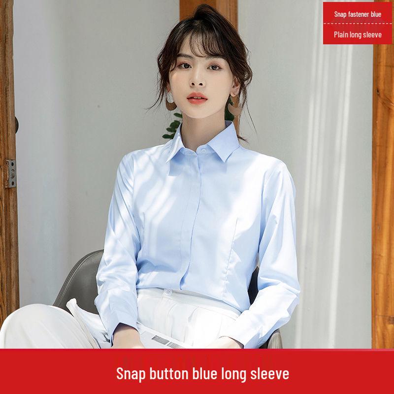 Damska Formalna Bluzka do Pracy - Opcje Długi/Krótki Rękaw w Kolorach Białym, Czarnym, Niebieskim na Wiosnę i Jesień