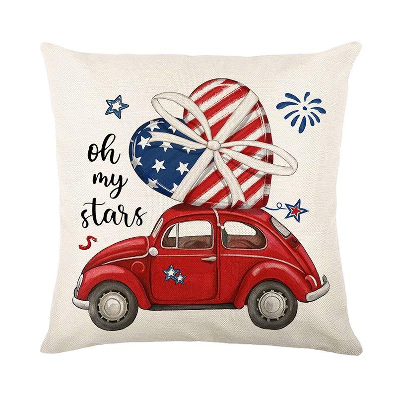 

Home Decoration Sofa Pillow Cover Independence Day Holiday Atmosphere Stars Car Letter Elements 45 * 45 without core