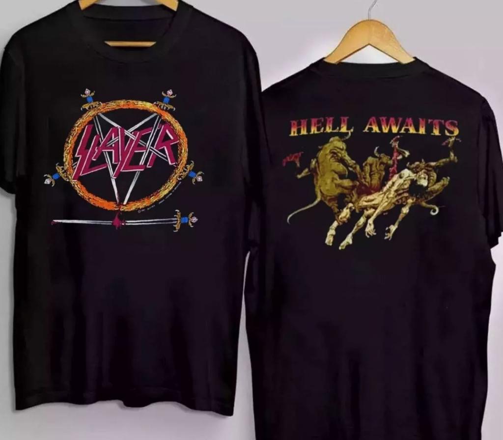 Heren Zomer T-shirt Katoen SALE - Slayer Hell Awaits Twee Kanten Unisex T-shirtT-shirT