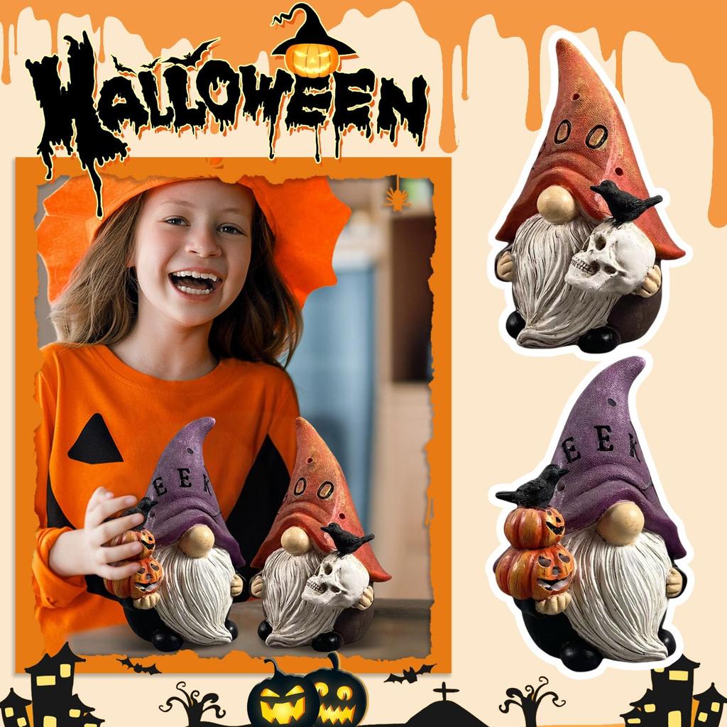 Venkovní Hororový Halloween Trpaslík Starý Pár Pryskyřičné Řemeslné Výrobky Umění Mikro Socha Ozdoba