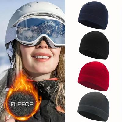 Riding Fishing Hiking Windproof Warm Fleece Beanie Skull Cap Men Women Winter Climbing Hunt Training Thermal Cycling Solid Color Hat