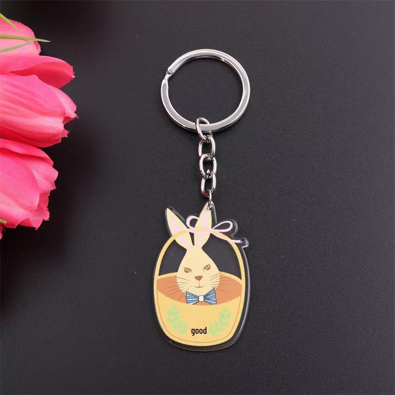 Personalized Easter Keychain: Carrot Rabbit, Colored Egg, and Little Chick Pendant for Women