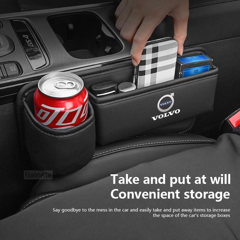 Läder För Volvo Bilstol Glappfyllare Väska Förvaringslåda Mugghållare XC90 XC60 C30 S60 C70 XC40 V40 XC70 V70 V60 S40 V90 S90