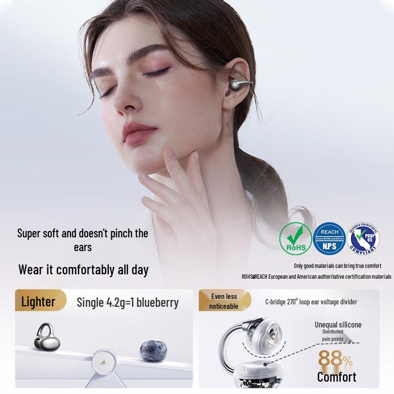 Tonemac Q6 Open-Ear Clip-On Bluetooth Headset