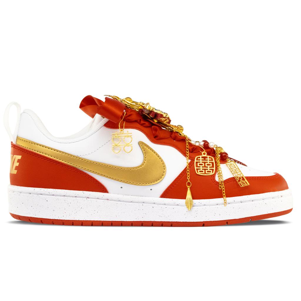 Nike Court Borough Low Top Skateboard Shoes Women's Gold Red DV5456-137(Team1302-)