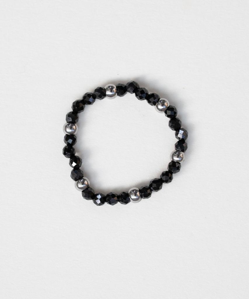 Merrymotive Black Gemstone With Surgical Ball Ring