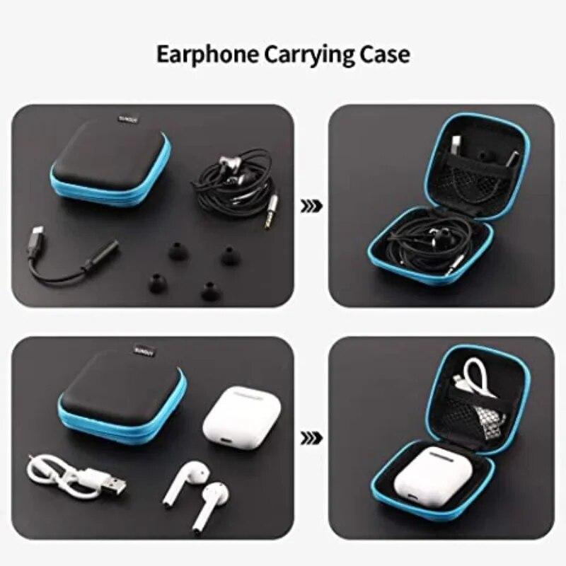 1ks Mini přenosná taška na sluchátka Peněženka na mince Sluchátka Pouzdro na USB kabel Pouzdro na přenášení Taška Taška na sluchátka Čtvercová úložná krabička