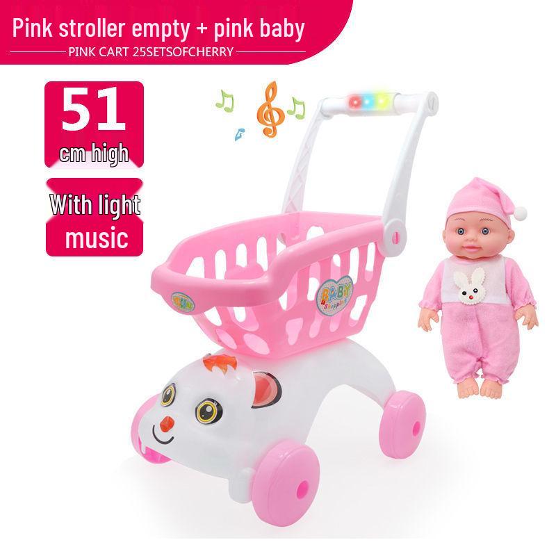 Large Kids' Grocery Cart with Fruit & Vegetable Play Set for Playhouse