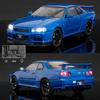 1/24 Nissan Skyline GTR R34 Rychle a zběsile Kovový model auta Zvuk Světlo Sběratelská miniatura Voiture Diecast Hračka Vozidlo Chlapec C342