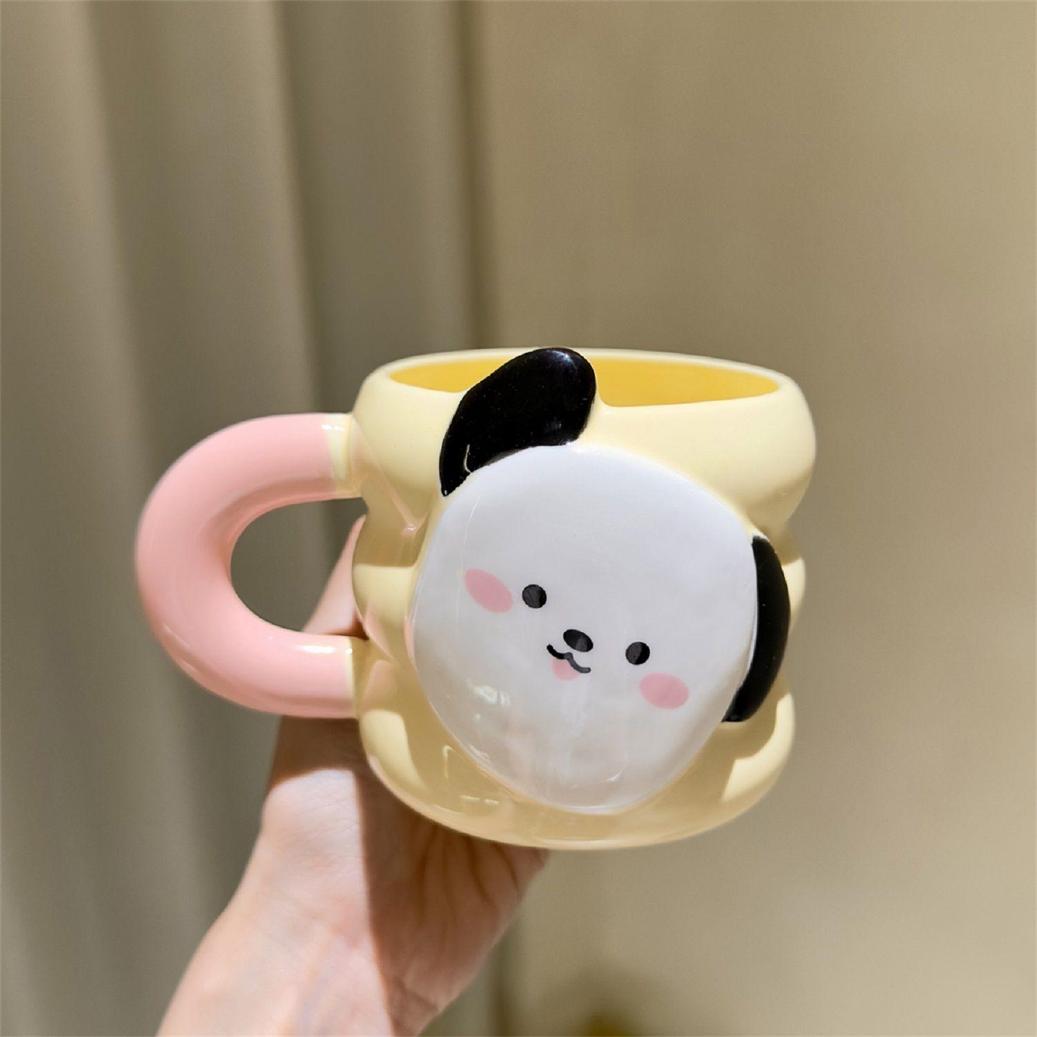 New Cartoon Cute Papa Dog Ceramic Cup Ins High Value Mug Couple Water Cup Birthday Gift 400ml