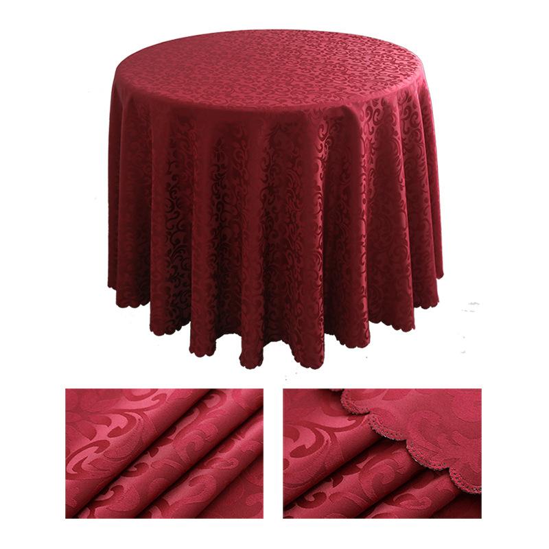 Round Table Cloth Wine Red Polyester Jacquard Tablecloth Tablecloth Wedding Banquets Party Circular Meeting Tablecloth 160cm