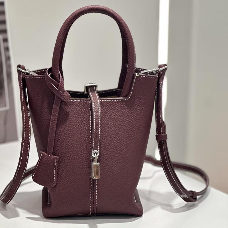 

2025 Trendy Togo Cowhide Leather Crossbody & Handheld Bucket Bag Length 14cm, Width 10cm, Height 20cm