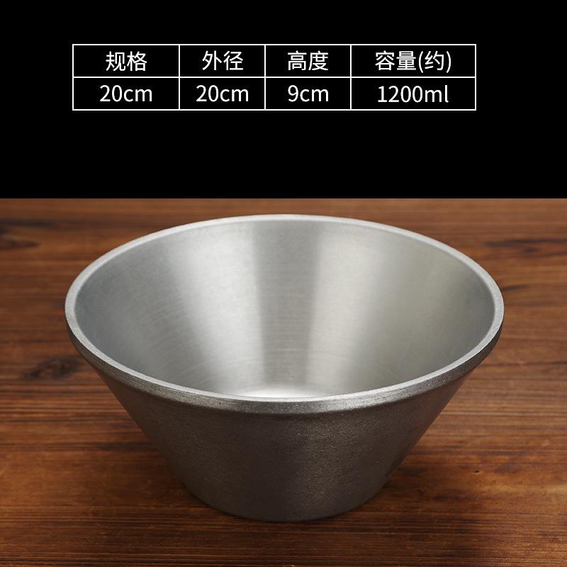 Retro Stainless Steel Salad Bowl Korean Style Double Layer Thicken V-Shaped Ramen Noodle Bowls Soup Rice Bowls Kitchen Tableware