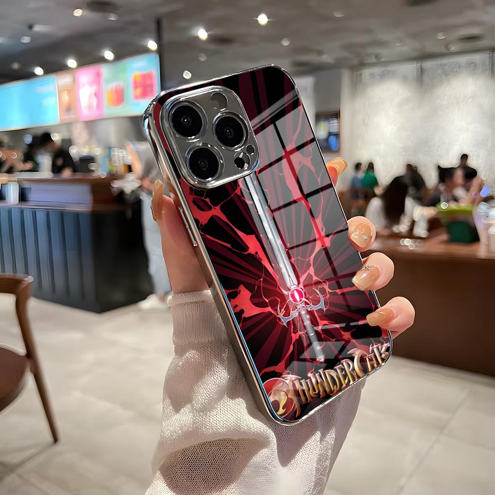 

Cartoon Thundercats Phone Case For IPhone 17 Pro Max 15 Pro 16 14 Plus 12 13 Mini 11 Pro Shockproof Electroplated Glass Cover iPhone17