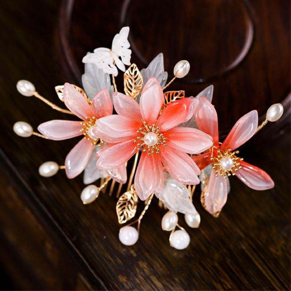 Flower Hanfu Hairpin Pearl Chinese Style Hair Stick Retro   Cheongsam Accessories