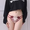 Thin Belt Mid Waist Mesh Briefs Cotton Crotch Mesh Transparent Underpants  Female