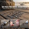 160PCS with Safety Snap Fishing Barrel Swivel Fishing Line Connector  Saltwater Fishing