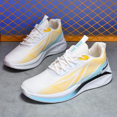 Herrenschuhe Frühling und Herbst neue Fliegenstrick-Mesh-Laufschuhe Herrenmode Plateau-Sportschuhe farbenfrohe lässige Trendschuhe