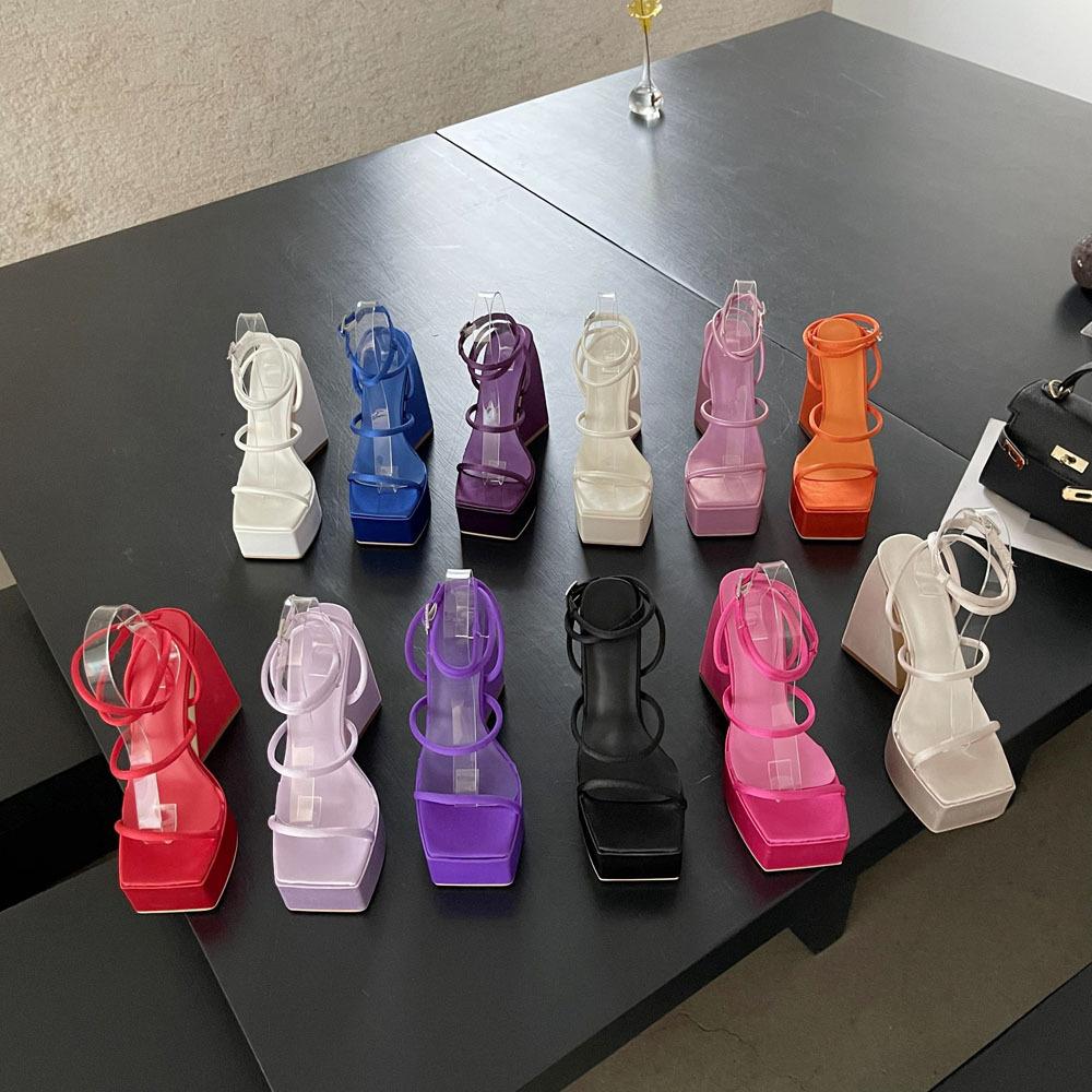 High heels 2025 summer new fashion new fashion thick sexy heel with one word women's sandals