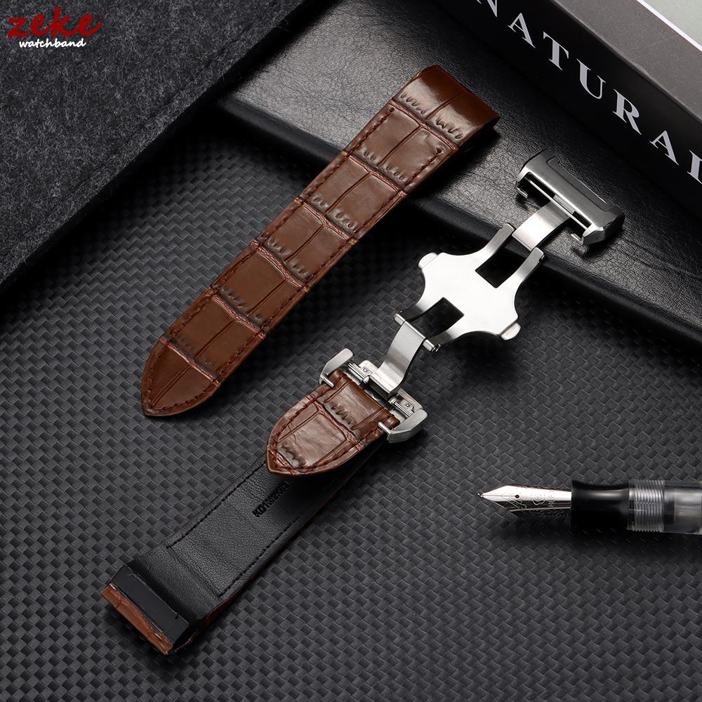 Echtes Kalbsleder Uhrenarmbänder Slub-Muster 20mm 23mm Uhrenarmband für Cartier Santos für Herren Damen Faltschließe Armband