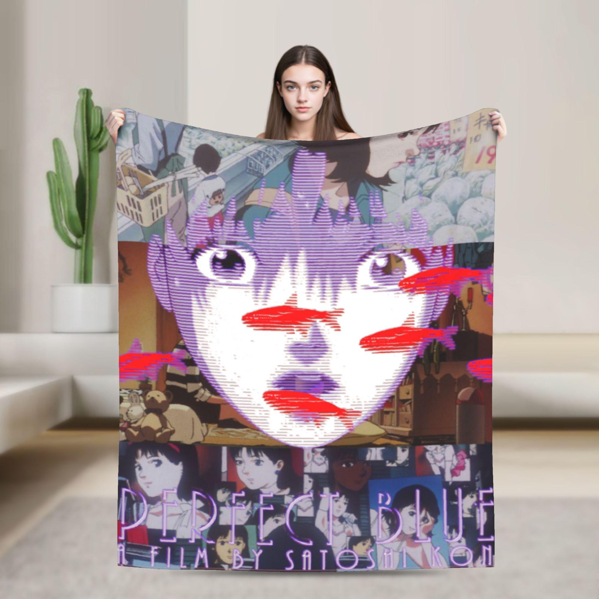 Perfect Blue Satoshi Kon Animated Film Collage Blanket Fleece Printed Anime Ultra-Soft Throw Blanket for Bed Office Bedspreads 75X95CM
