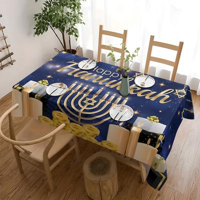 Jewish Pattern Rectangle Table Cloth for Table Decor Home Kitchen Dining Waterproof Reusable Tablecloth for Tables Dining Room