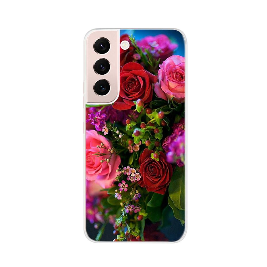 Beautiful Flower Phone Case For Samsung Galaxy S22 Pro S 22 Ultra 5G Case Cute Cat Soft Silicone TPU Cover For Samsung S22 22Pro