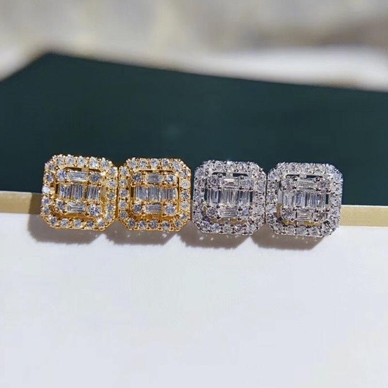 Cao Shi Luxury Zircon T-Square Diamond Earrings - Exquisite Valentine's Day Gift for Her.