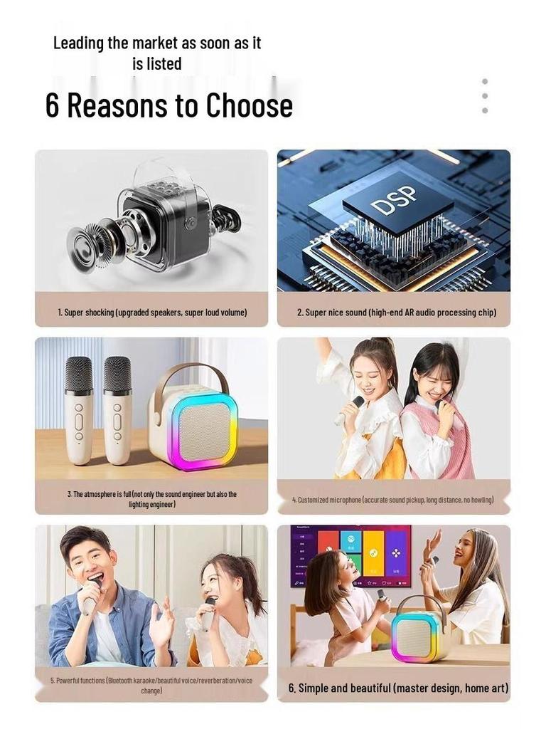 K12 Portable Wireless Bluetooth Speaker with USB & Integrated Singing Sound