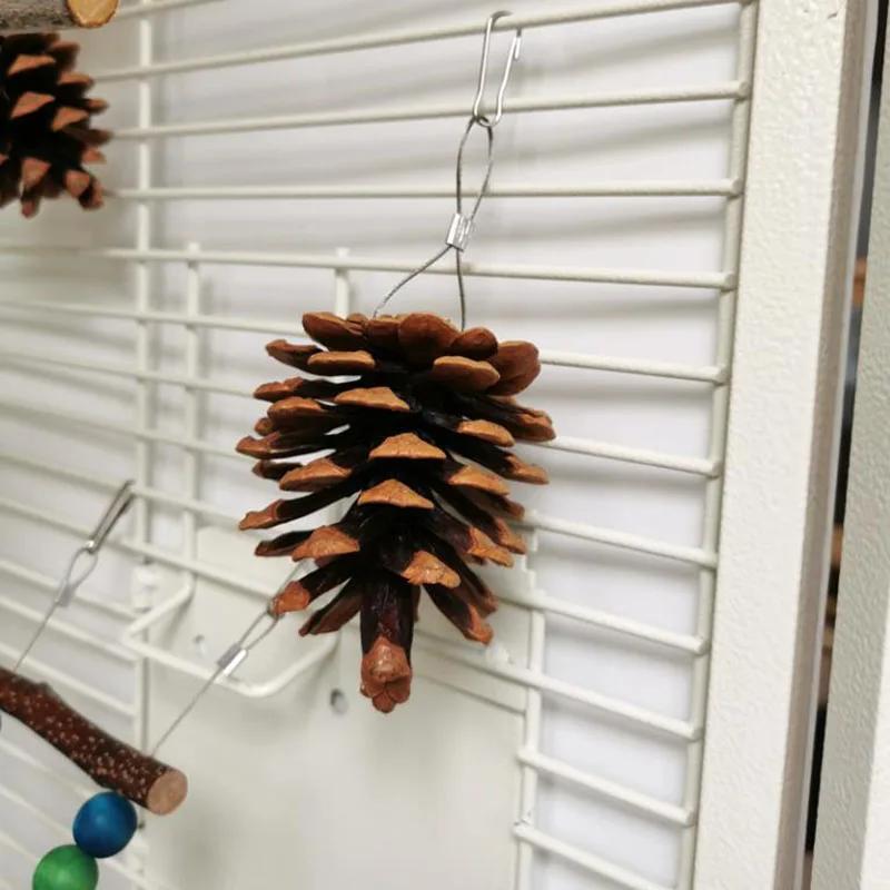 Natural Wood Pine Cones Pet Parrot Toy Bird Biting Exercise Climbing Standing Wooden Toys Pet Parrot Macaw Hammock Bird Toy