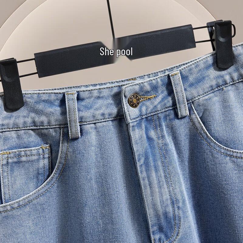 Women's Irregular Mesh Patchwork High-Waisted Mid-Length Denim Skirt
