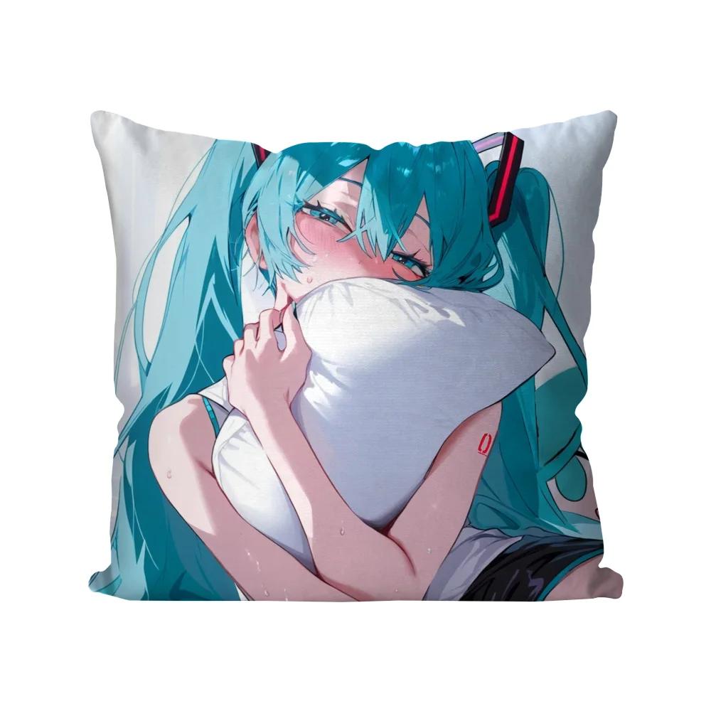 H-Hatsune M-Miku Singer Anime Pillow Case Square Pillow BedroomSofaLeisure Comfort Cushion Car Living Room Home Decoration 40X40