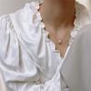 Imitation Pearl Geometric Simple Design Thin Necklace Collarbone Chain for Women Girl
